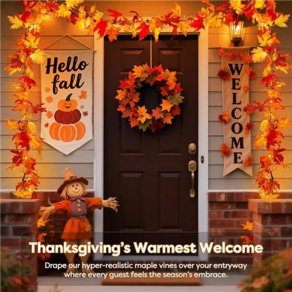 Fall Decorations for Home 9 FT Battery Operated Fall Garland with Lights